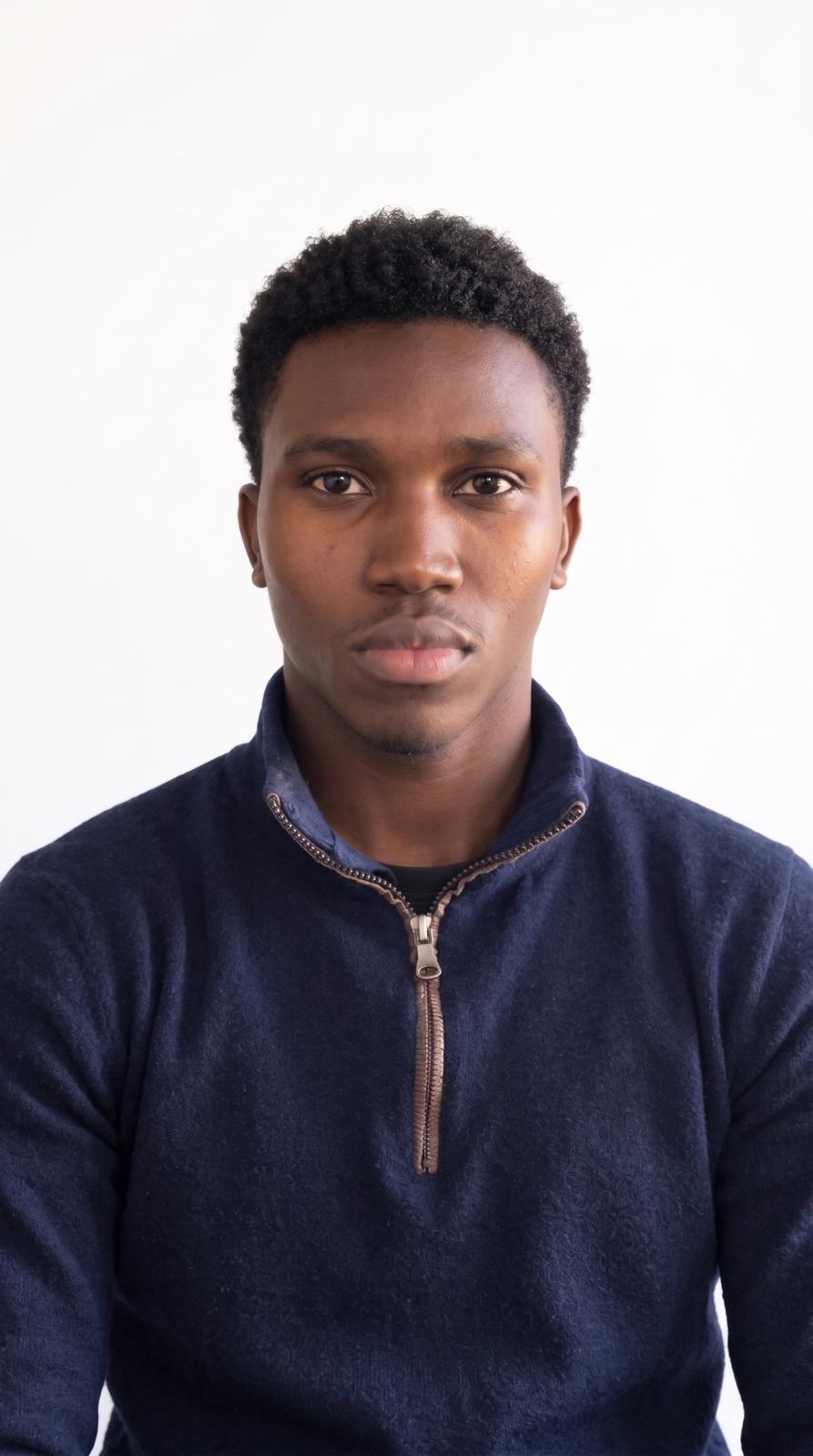 Retrato de Jackson Costa, de camisola azul-escura, a olhar para a câmara